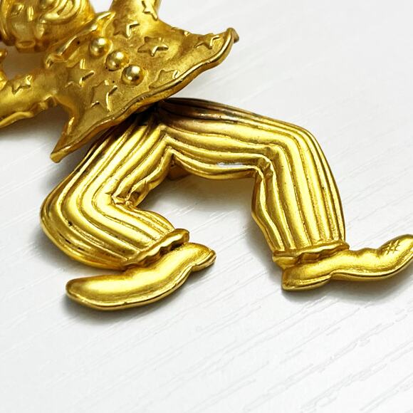 JJ Jonette Vintage Goldtone Articulated Dancing Circus Clown Brooch - Picture 4 of 7